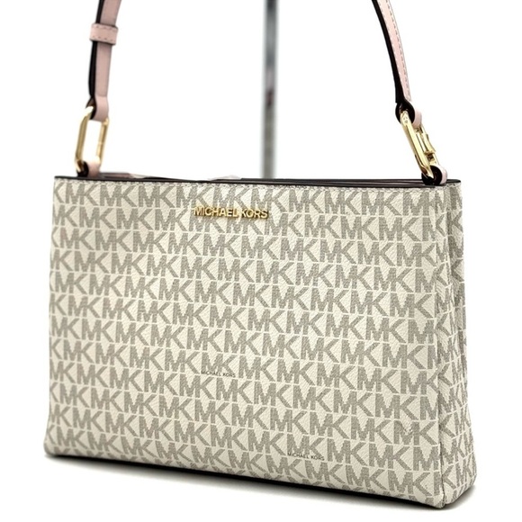 Michael Kors Trisha Medium Triple Compartment Crossbody Bag Powder Blush Multi - Picture 1 of 11